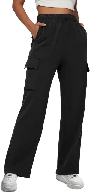 AUTOMET Womens Cargo Sweatpants Baggy Fleece High Waisted Joggers Sweat Pants Athletic Pants