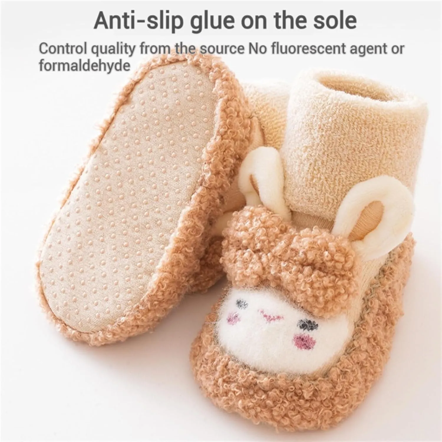 Baby Sock Shoes Baby Non-Slip Warm Walking Shoes Infant Non-Skid Slippers with Grips Boys Girls Cartoon Sneakers 2 Pairs