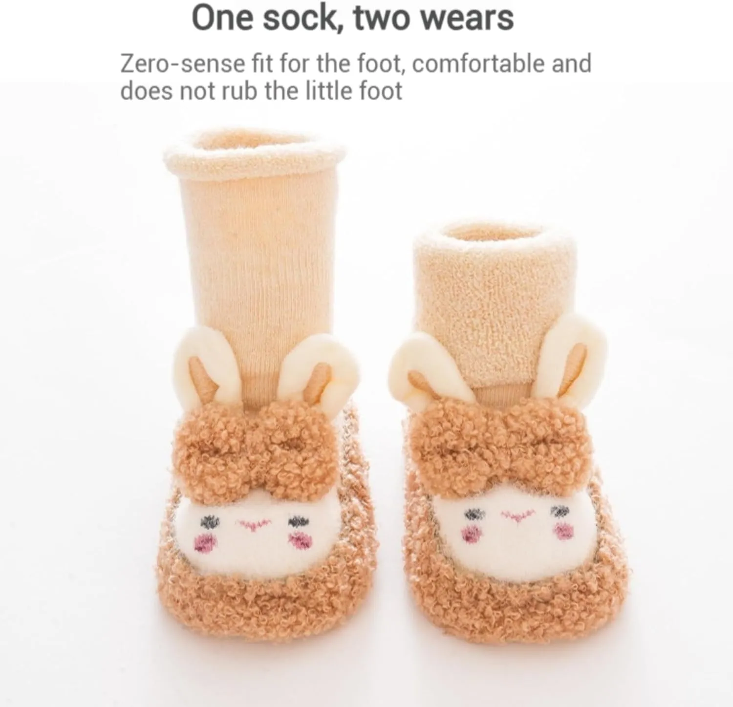 Baby Sock Shoes Baby Non-Slip Warm Walking Shoes Infant Non-Skid Slippers with Grips Boys Girls Cartoon Sneakers 2 Pairs