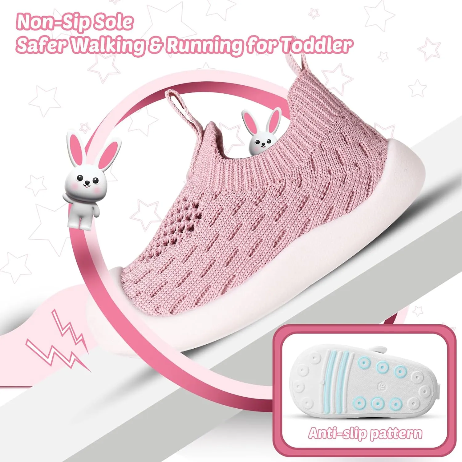 Baby Walking Shoes Toddler Girl Boy Soft Sole Breathable Cotton Canvas Shoes Infant Lightweight Non-Slip Safer Slip-on First Walkers Shoes Casual Tennis Wide Sneakers Rubber Soles Running Outdoor