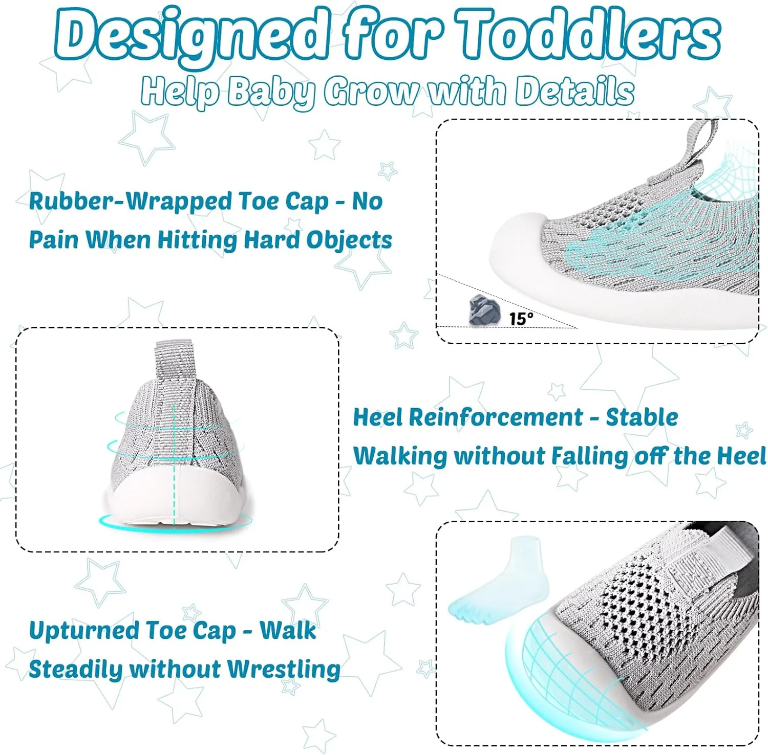 Baby Walking Shoes Toddler Girl Boy Soft Sole Breathable Cotton Canvas Shoes Infant Lightweight Non-Slip Safer Slip-on First Walkers Shoes Casual Tennis Wide Sneakers Rubber Soles Running Outdoor