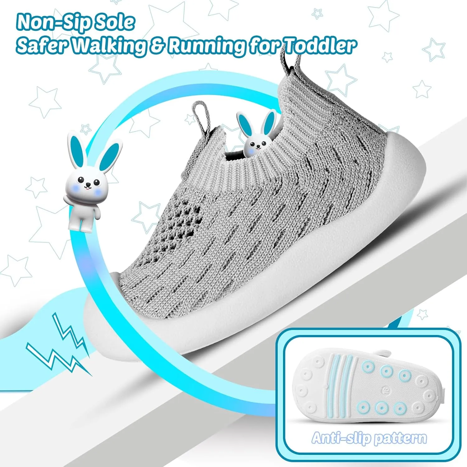 Baby Walking Shoes Toddler Girl Boy Soft Sole Breathable Cotton Canvas Shoes Infant Lightweight Non-Slip Safer Slip-on First Walkers Shoes Casual Tennis Wide Sneakers Rubber Soles Running Outdoor