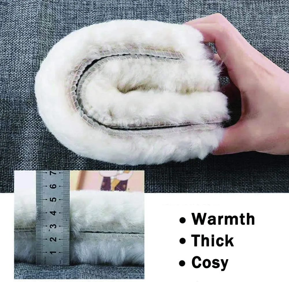 Bacophy 2 Pairs Genuine Thick Sheepskin Fleece Insoles for Women, Premium Warm Fluffy Wool Replacement Cozy Breathable Inner Soles for Shoes Boots Slippers Women Size 8
