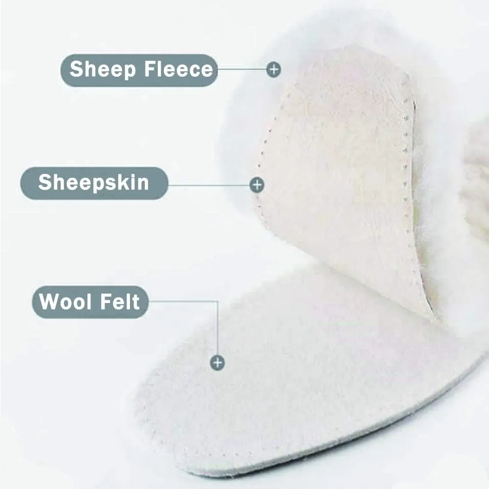 Bacophy 2 Pairs Genuine Thick Sheepskin Fleece Insoles for Women, Premium Warm Fluffy Wool Replacement Cozy Breathable Inner Soles for Shoes Boots Slippers Women Size 8