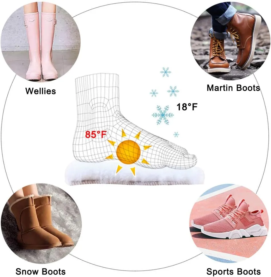 Bacophy 2 Pairs Genuine Thick Sheepskin Fleece Insoles for Women, Premium Warm Fluffy Wool Replacement Cozy Breathable Inner Soles for Shoes Boots Slippers Women Size 8