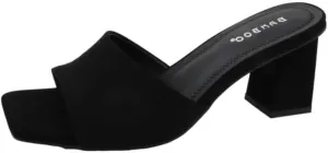 BAMBOO Lasting-54 Women's Open Toe Chunky Heel Mule Sandals, Gold