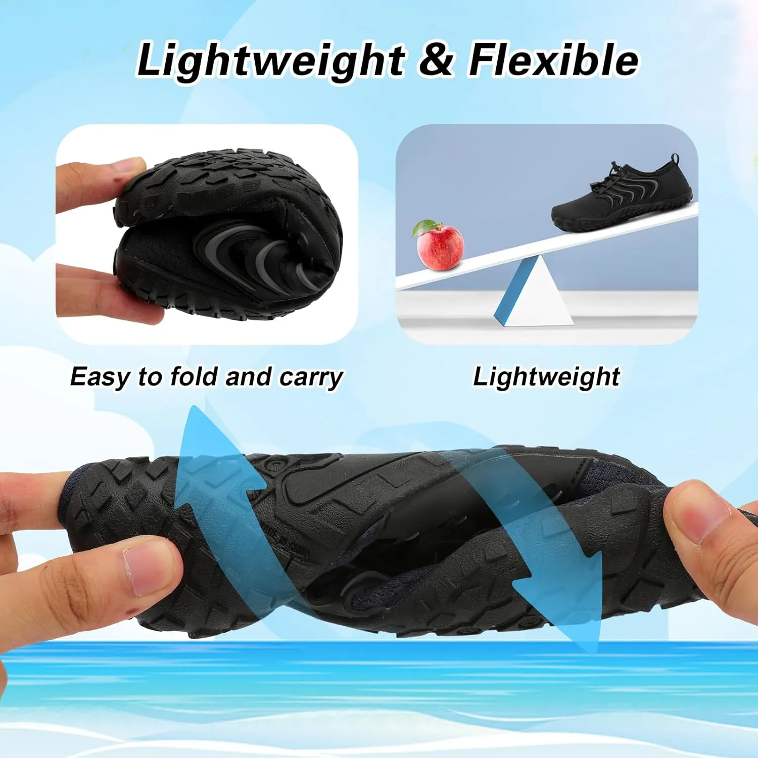 BARERUN Kids Water Shoes Boys Girls Barefoot Aqua Socks Quick Dry Breathable Sports Aqua Athletic Sneakers Wide Toe Adjustable Lightweight Beach Swim Pool Shoes