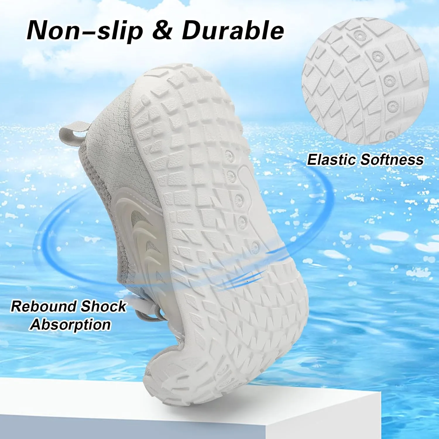 BARERUN Kids Water Shoes Boys Girls Barefoot Aqua Socks Quick Dry Breathable Sports Aqua Athletic Sneakers Wide Toe Adjustable Lightweight Beach Swim Pool Shoes