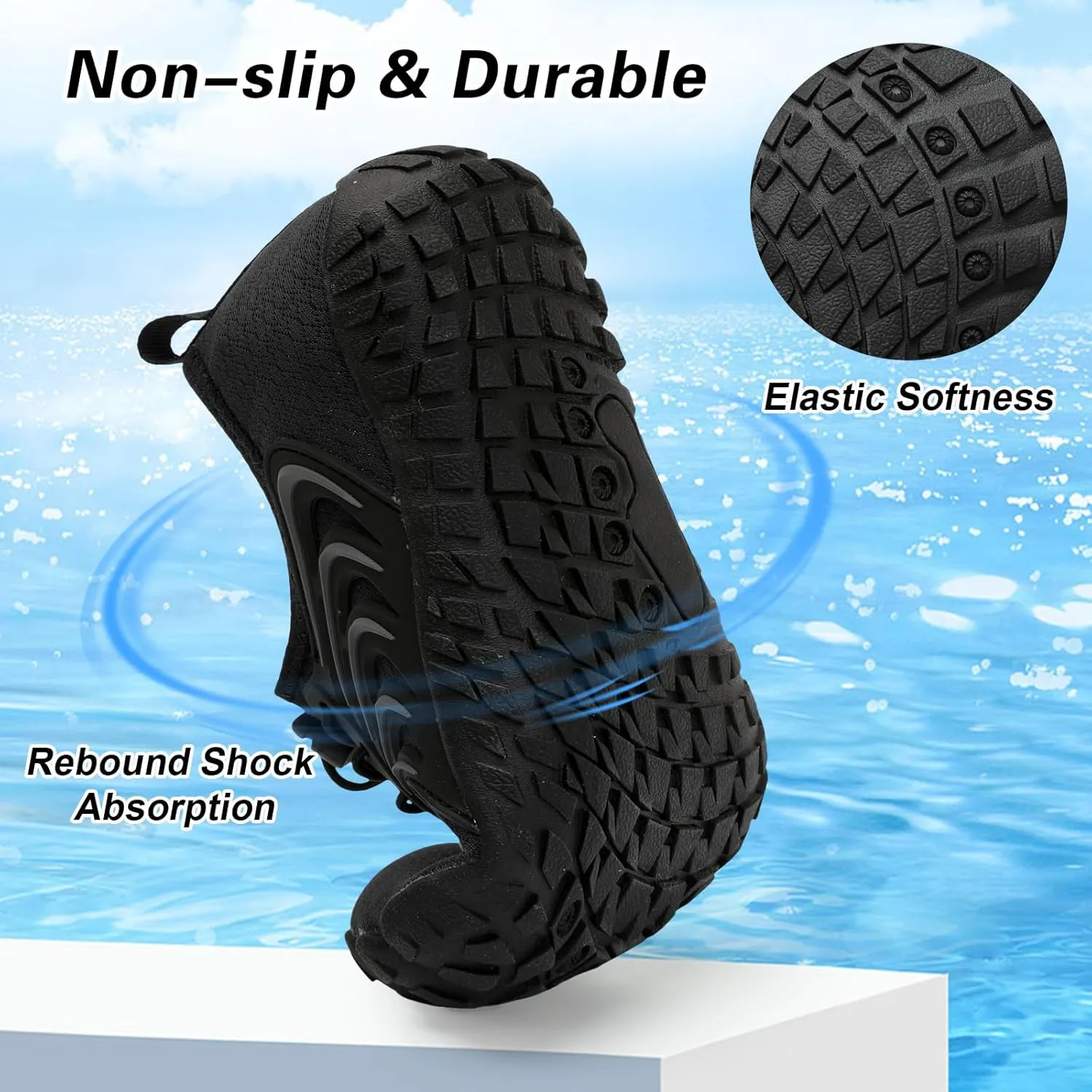 BARERUN Kids Water Shoes Boys Girls Barefoot Aqua Socks Quick Dry Breathable Sports Aqua Athletic Sneakers Wide Toe Adjustable Lightweight Beach Swim Pool Shoes