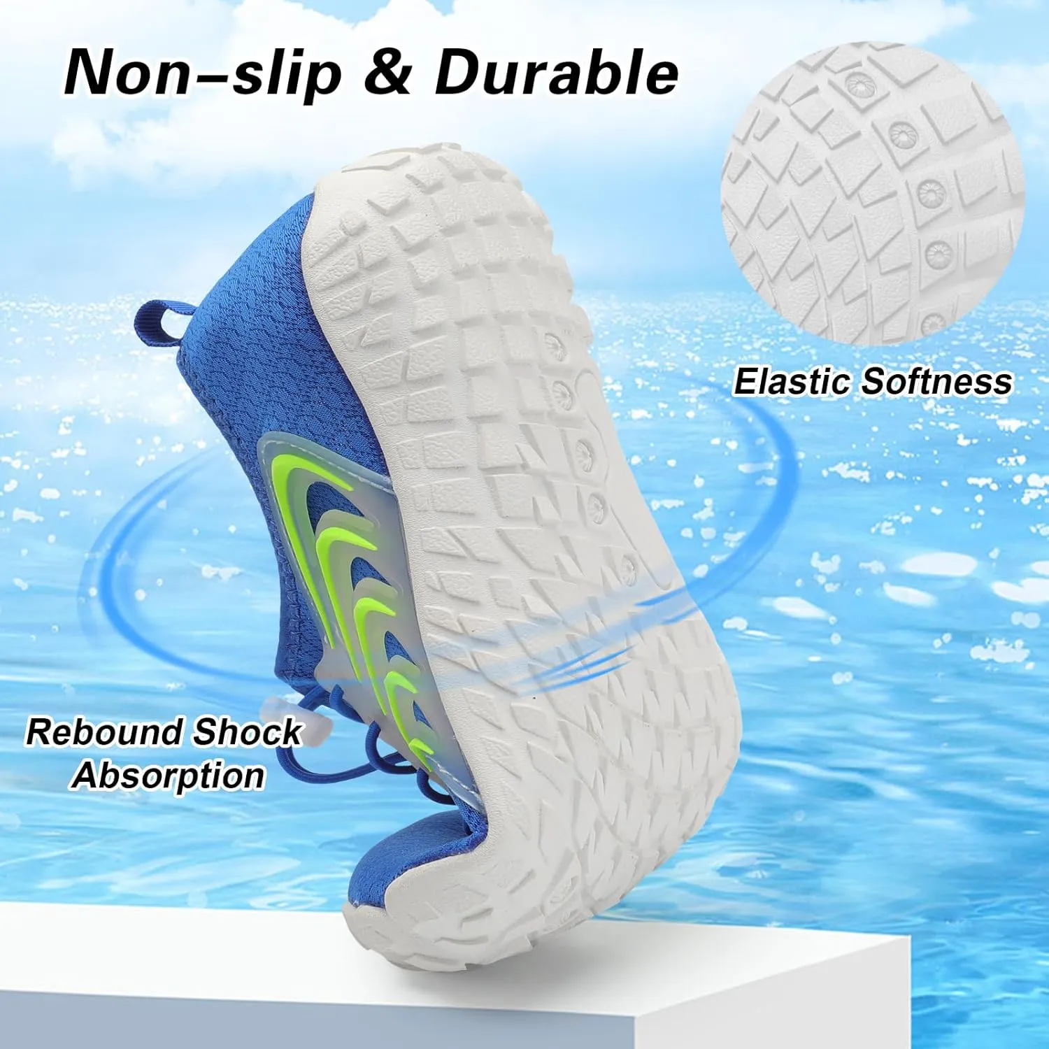 BARERUN Kids Water Shoes Boys Girls Barefoot Aqua Socks Quick Dry Breathable Sports Aqua Athletic Sneakers Wide Toe Adjustable Lightweight Beach Swim Pool Shoes