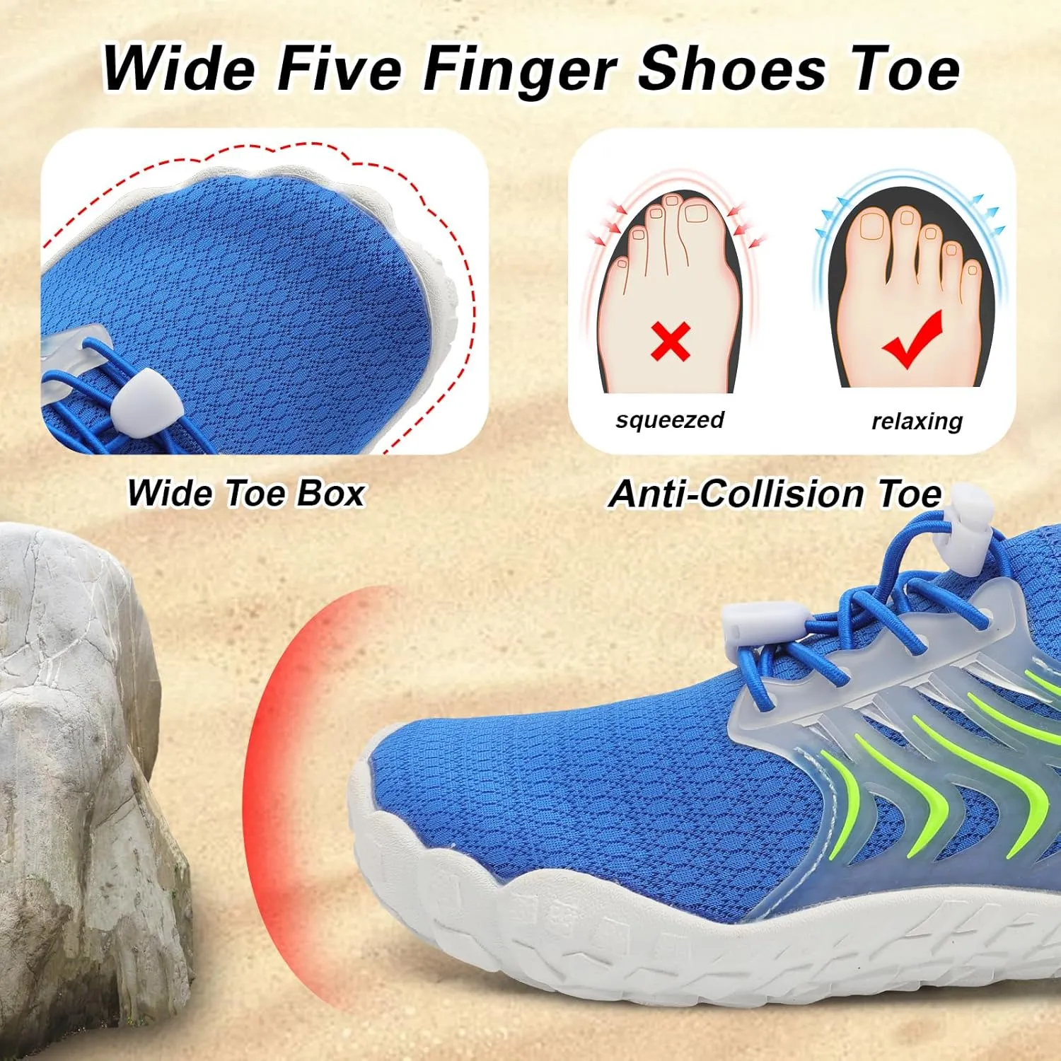 BARERUN Kids Water Shoes Boys Girls Barefoot Aqua Socks Quick Dry Breathable Sports Aqua Athletic Sneakers Wide Toe Adjustable Lightweight Beach Swim Pool Shoes