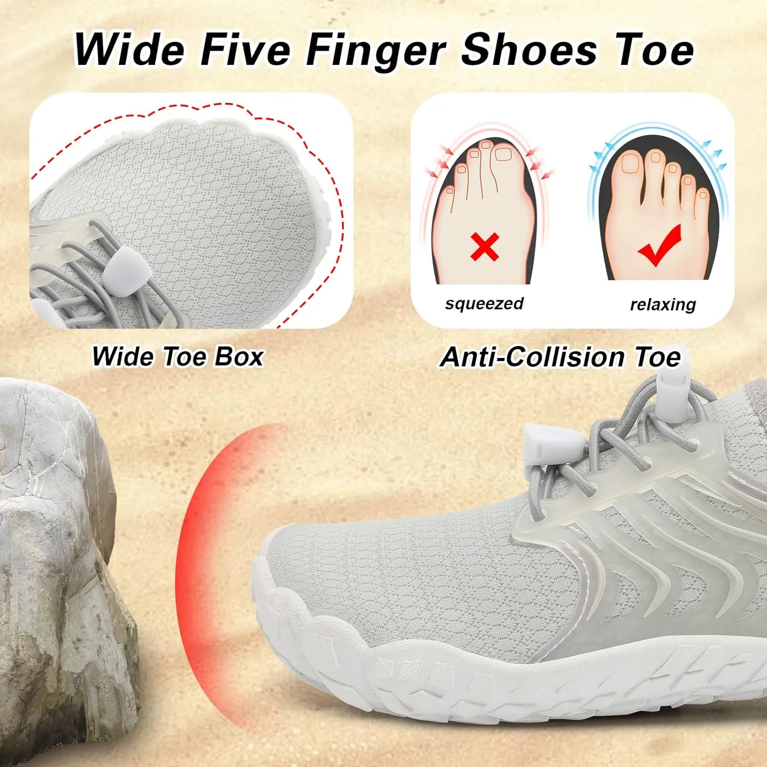 BARERUN Kids Water Shoes Boys Girls Barefoot Aqua Socks Quick Dry Breathable Sports Aqua Athletic Sneakers Wide Toe Adjustable Lightweight Beach Swim Pool Shoes