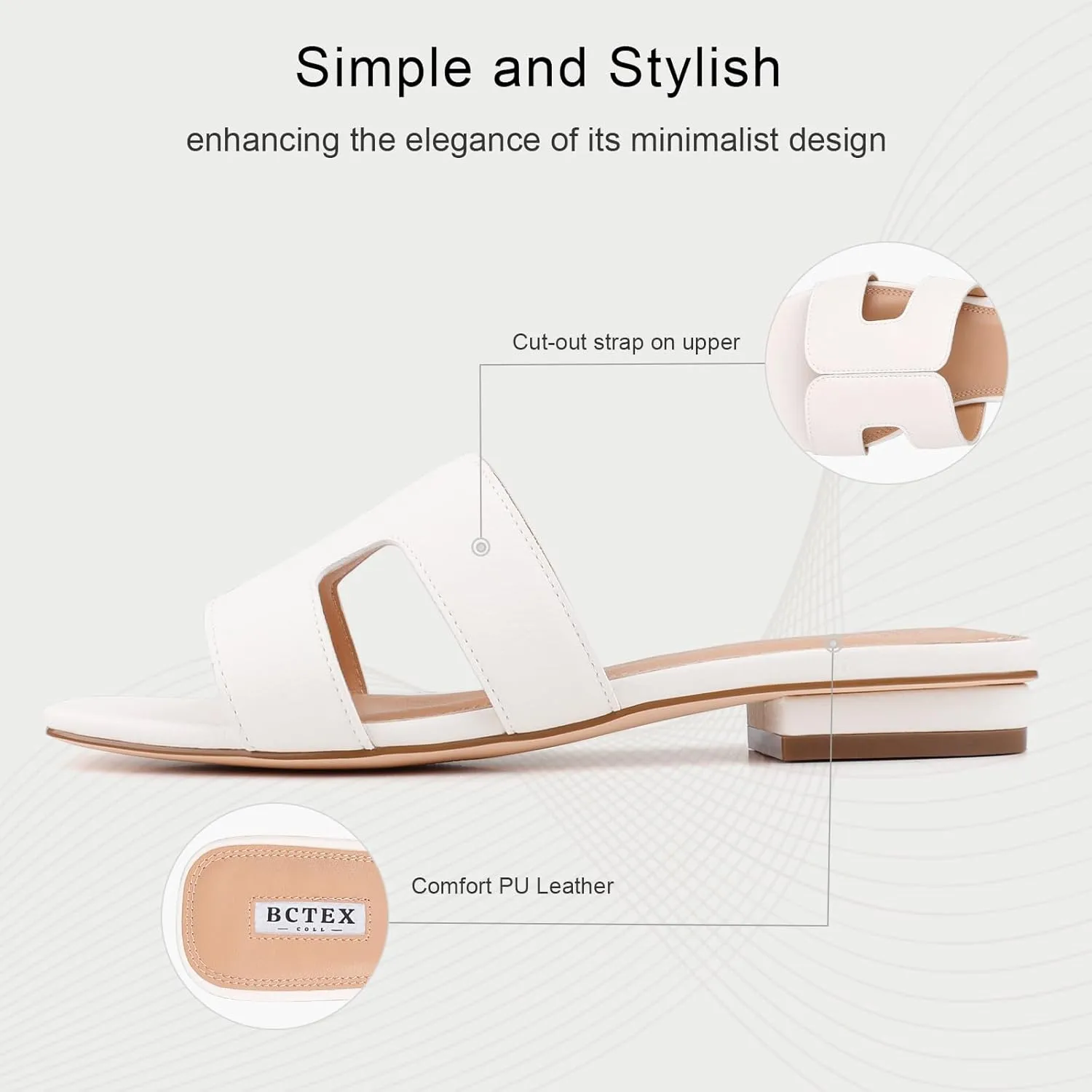 BCTEX COLL Women's Flat Sandals Comfortable Summer Open Toe Slip On Dressy Slide Sandals