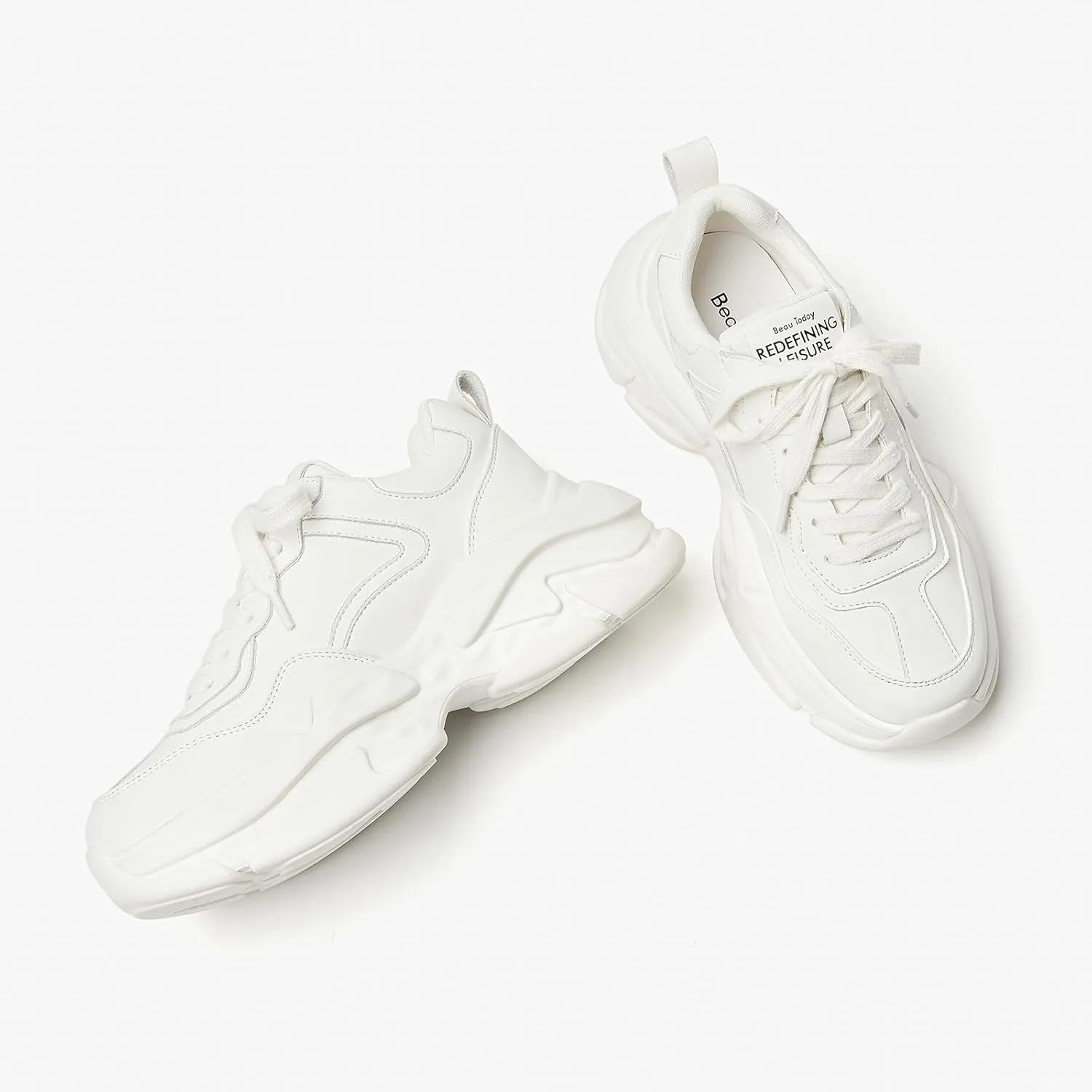 BEAU TODAY Womens Fashion Platform Sneakers, Chunky Sneakers for Women, Cute Retro Dad Shoes for Walking Tennis