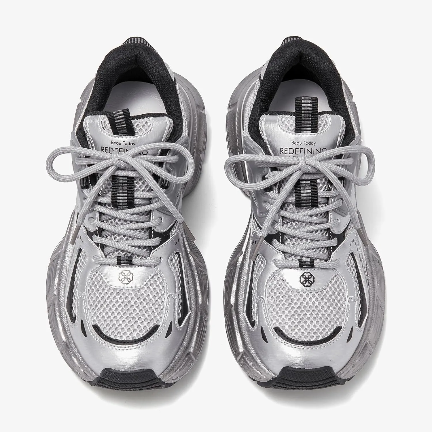 BEAU TODAY Women's Walking Shoes, Chunky Platform Fashion Sneakers for Women, Comfortable Casual Lightweight Lace-up Gym Workout Athletic Tennis Shoes