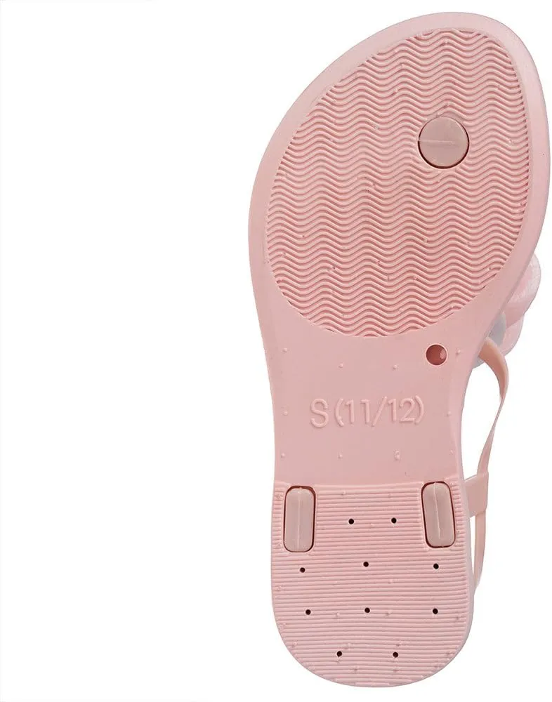 bebe Girl's Flat Sandals - PCU Sandals with Flower, Bow, and Rhinestone Details for Toddler/Little Kid/Big Kid