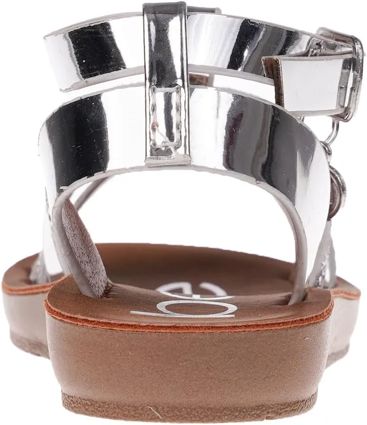 bebe Girls' Sandals - Trendy Flat Designs with Rhinestones, Puffy Straps, Embossed Details and Charms for Toddlers/Little Kids/Big Kids