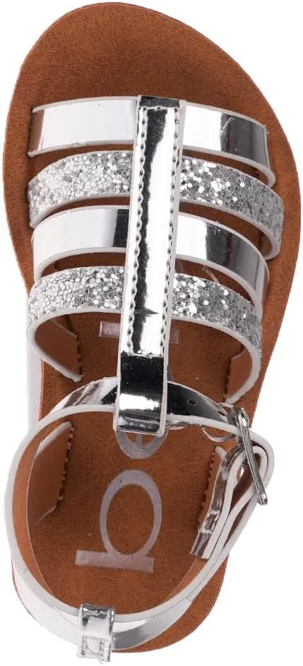 bebe Girls' Sandals - Trendy Flat Designs with Rhinestones, Puffy Straps, Embossed Details and Charms for Toddlers/Little Kids/Big Kids