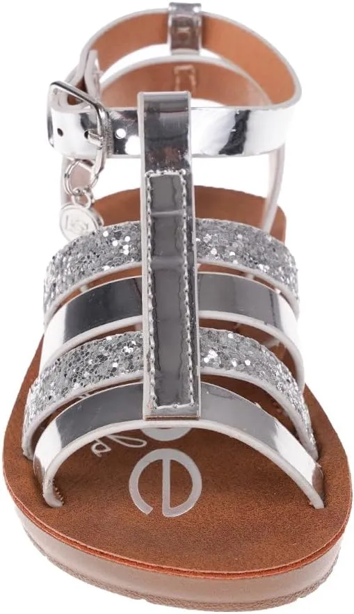 bebe Girls' Sandals - Trendy Flat Designs with Rhinestones, Puffy Straps, Embossed Details and Charms for Toddlers/Little Kids/Big Kids