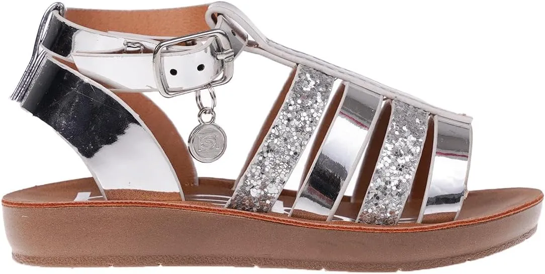 bebe Girls' Sandals - Trendy Flat Designs with Rhinestones, Puffy Straps, Embossed Details and Charms for Toddlers/Little Kids/Big Kids