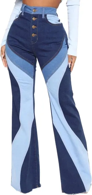BestGirl Women's Baggy Jeans Pull On Stretchy Loose High Waisted Wide Leg Denim Pants Y2K 90s