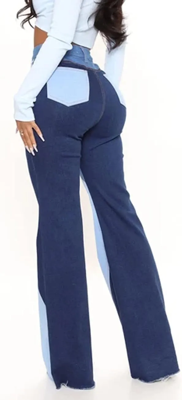 BestGirl Women's Baggy Jeans Pull On Stretchy Loose High Waisted Wide Leg Denim Pants Y2K 90s