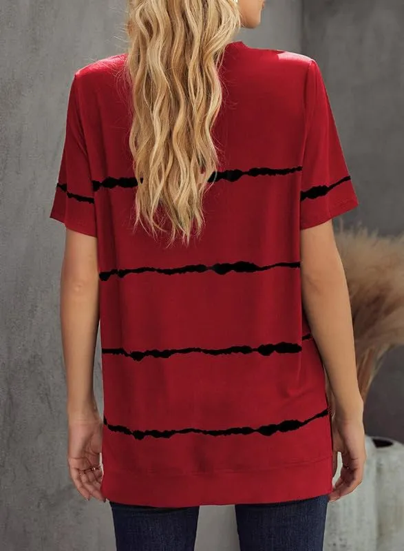 Biucly Womens Short Sleeve Crewneck Shirts Loose Casual Tee T-Shirt