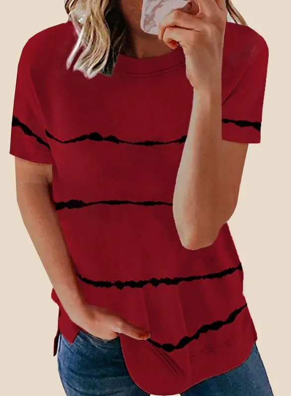 Biucly Womens Short Sleeve Crewneck Shirts Loose Casual Tee T-Shirt