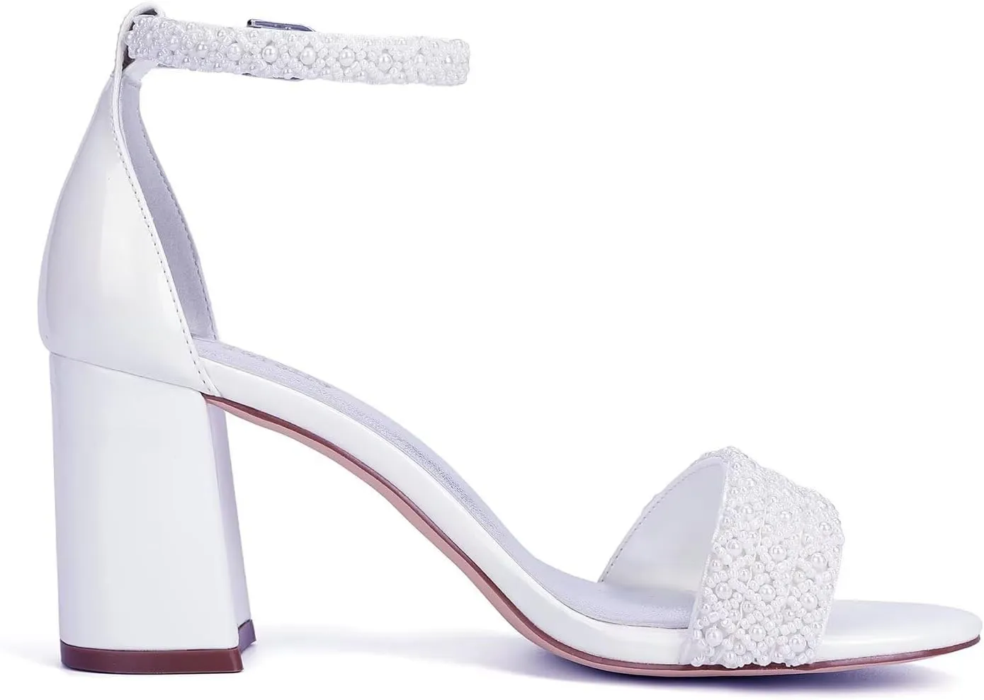 Block Heel Wedding Shoes for Bride Open Toe Bridal Shoes Heeled Sandals Wedding Heels