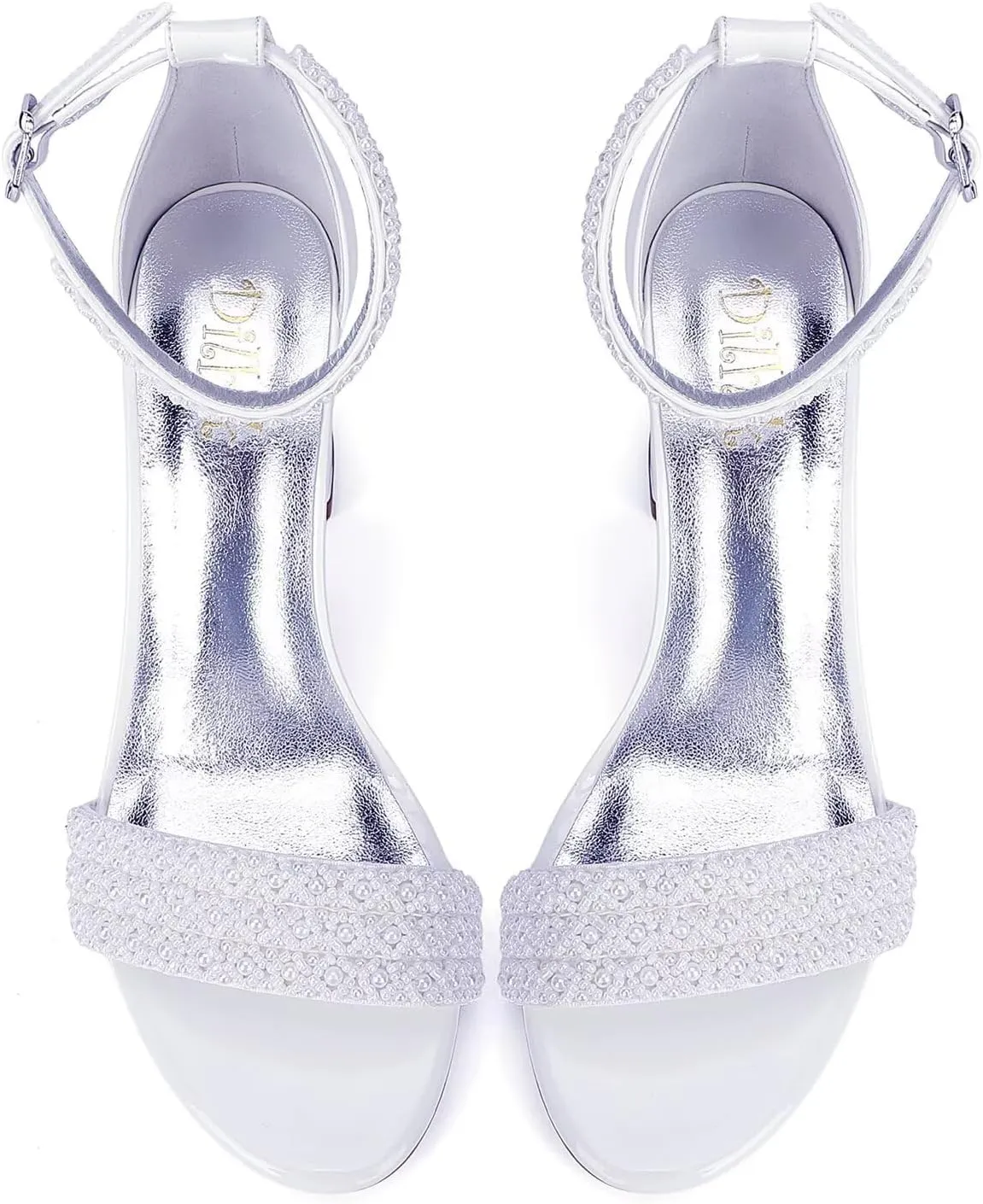 Block Heel Wedding Shoes for Bride Open Toe Bridal Shoes Heeled Sandals Wedding Heels