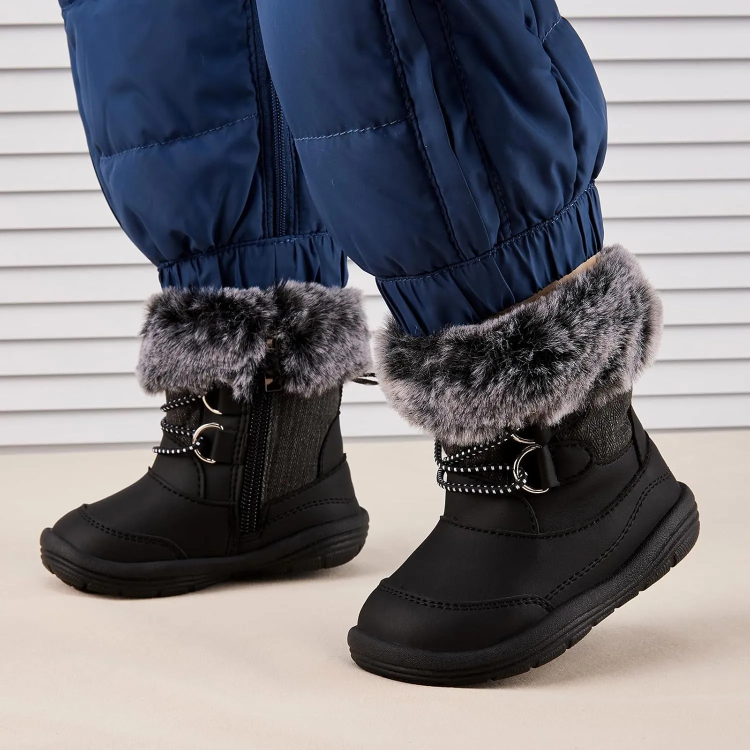 BMCiTYBM Toddler Snow Boots Baby Boys Girls Winter Warm Boots Infant High Top Shoes Faux Fur Bootie for Cold Weather Outdoor