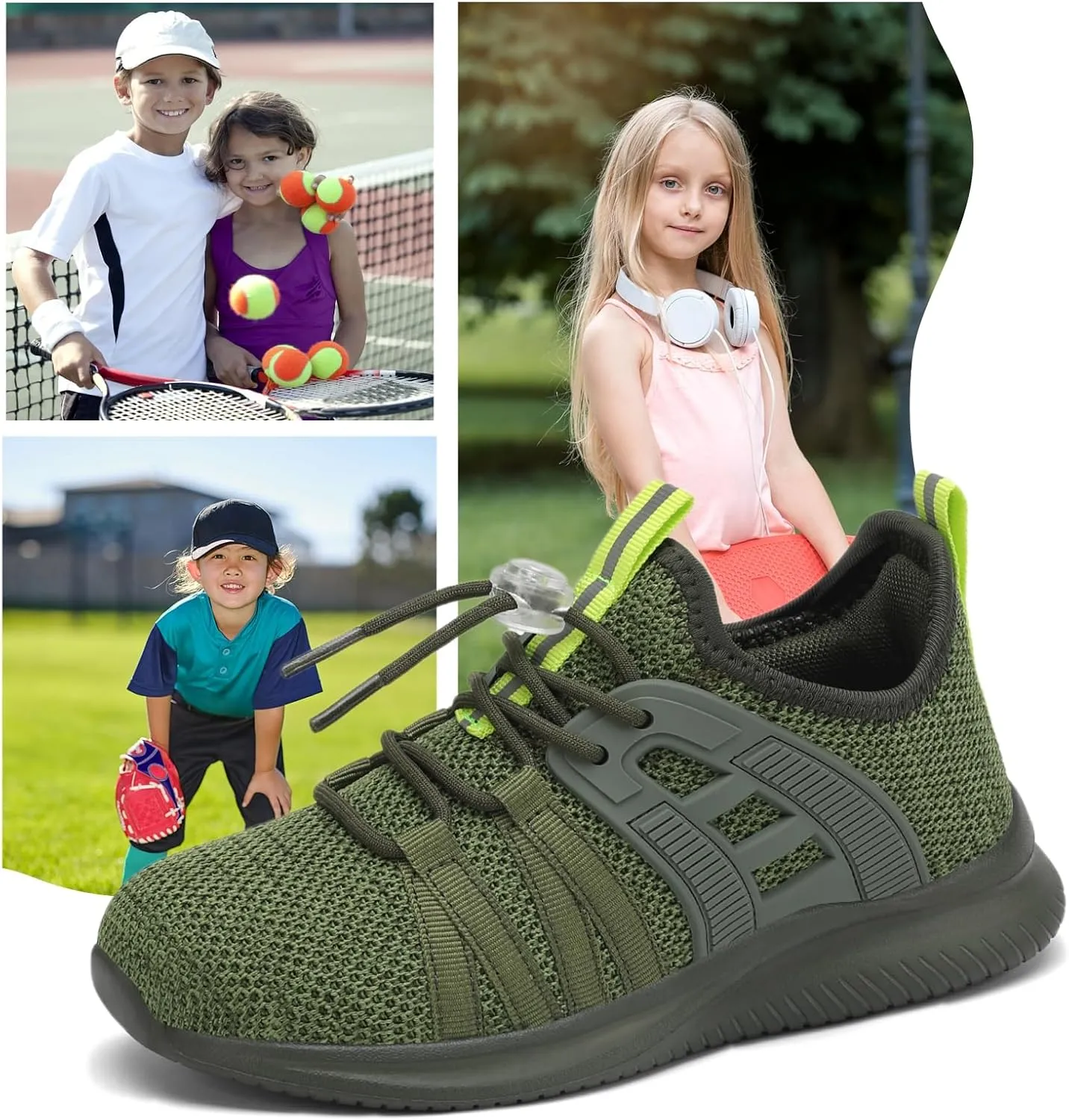 Boys Girls Sneakers Lightweight Kids Tennis Shoes Breathable Running Shoes Comfortable Toddler/Little Kid/Big Kid