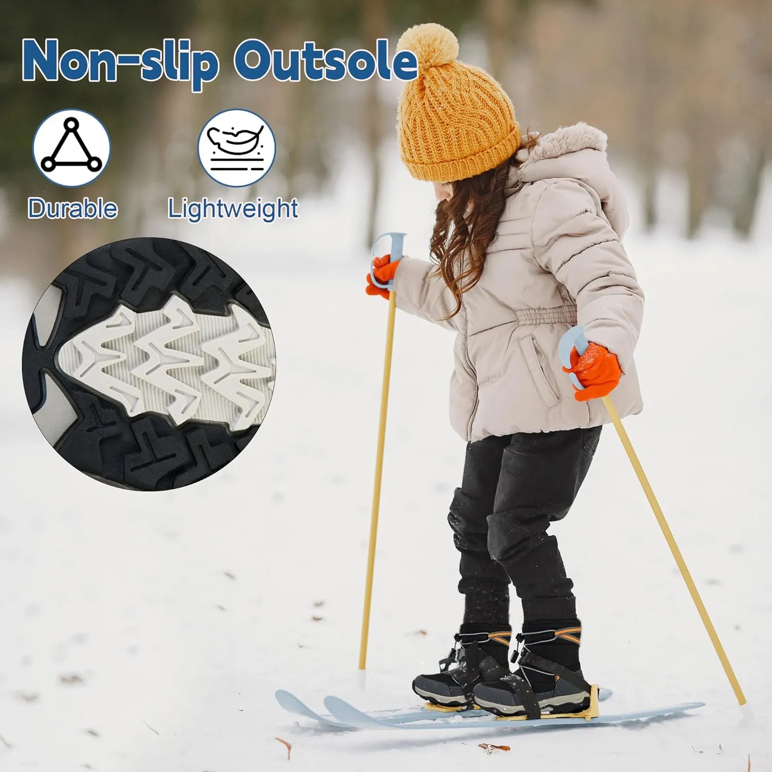 Boys Girls Snow Boots Waterproof Slip Resistant Outdoor Winter Shoes for Toddler Little Kids