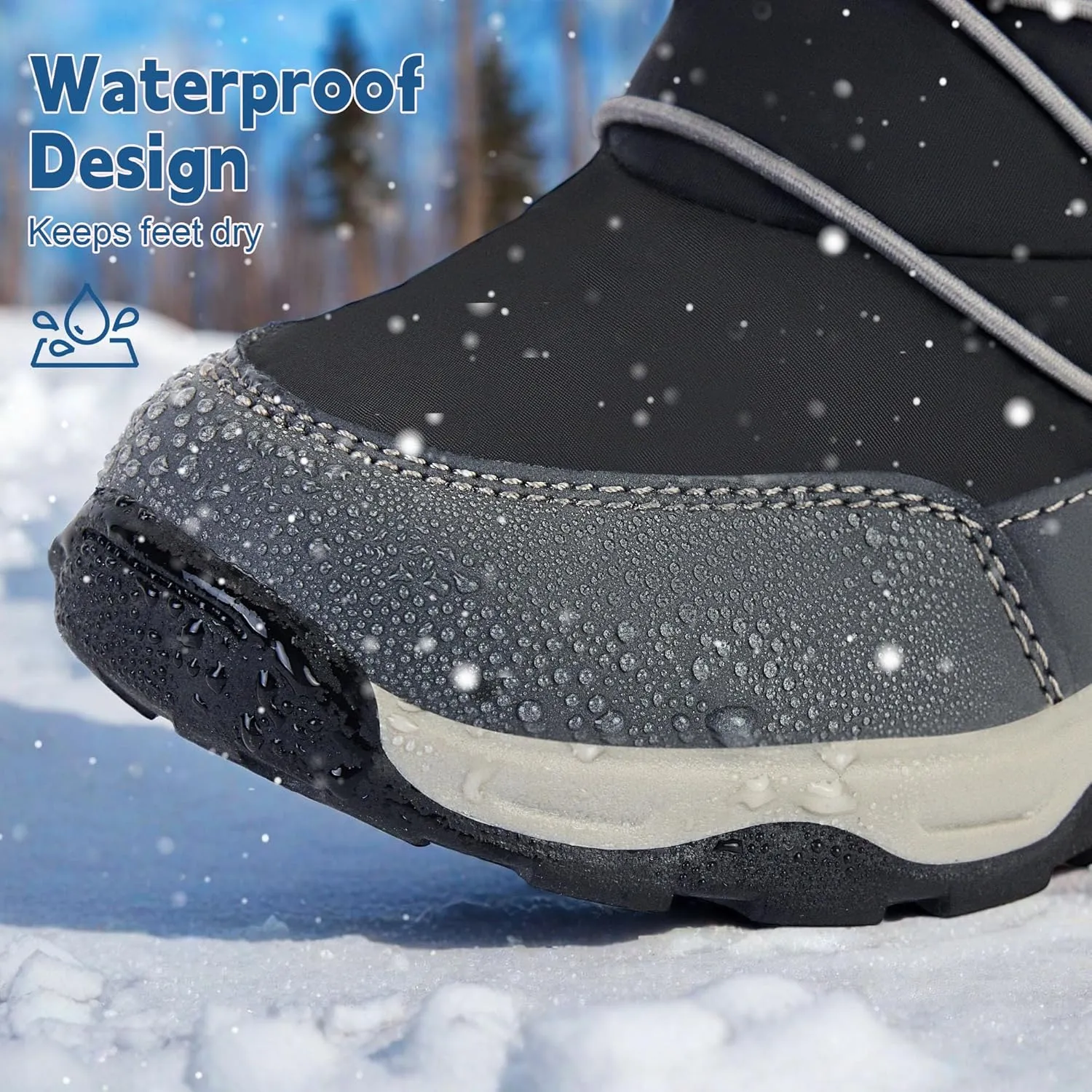 Boys Girls Snow Boots Waterproof Slip Resistant Outdoor Winter Shoes for Toddler Little Kids