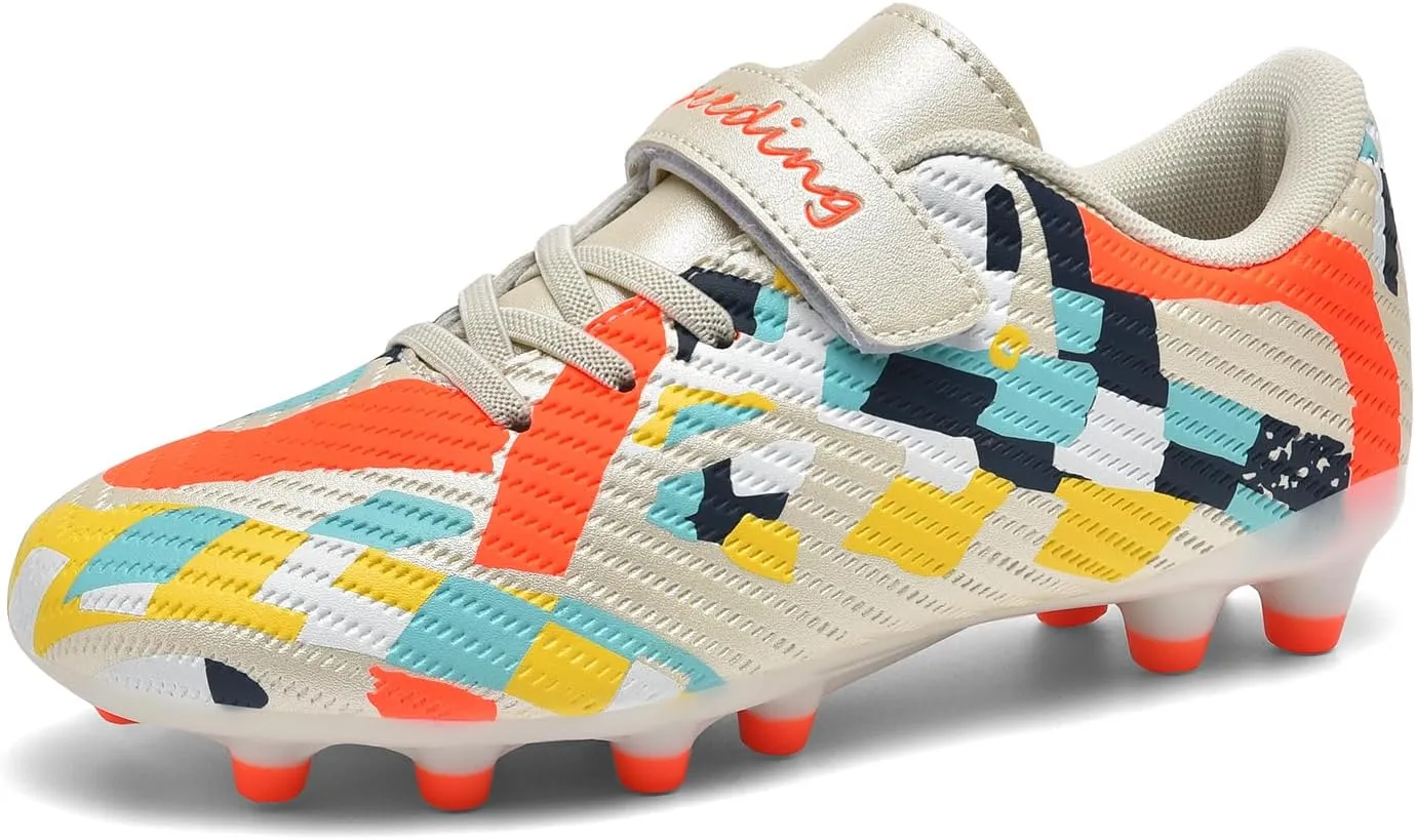 Boys Girls Soccer Cleats for Firm & Artificial Ground - Youth Football Training Shoes for Kids, Outdoor Turf Cleats Soccer Sneakers