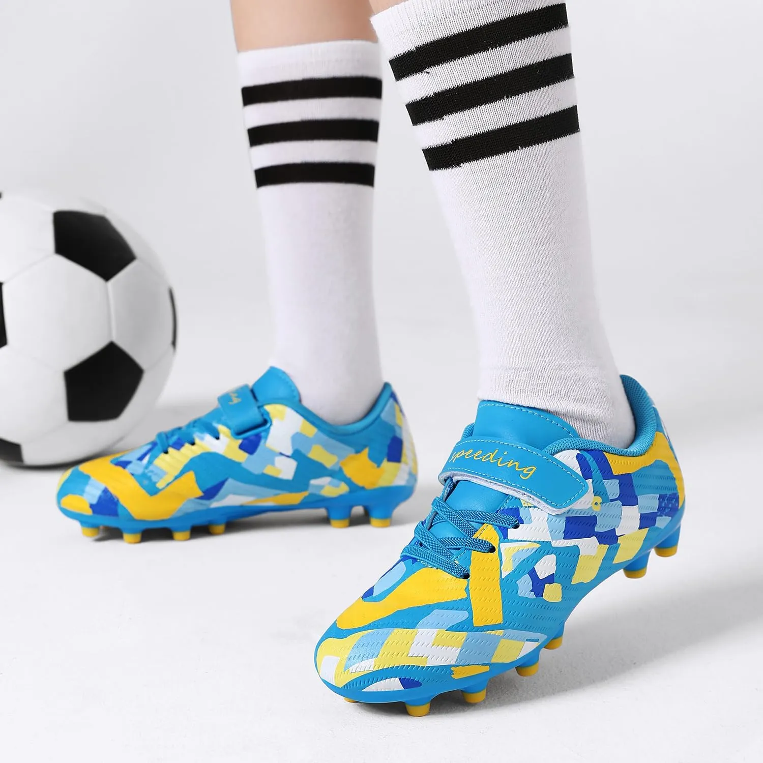Boys Girls Soccer Cleats for Firm & Artificial Ground - Youth Football Training Shoes for Kids, Outdoor Turf Cleats Soccer Sneakers