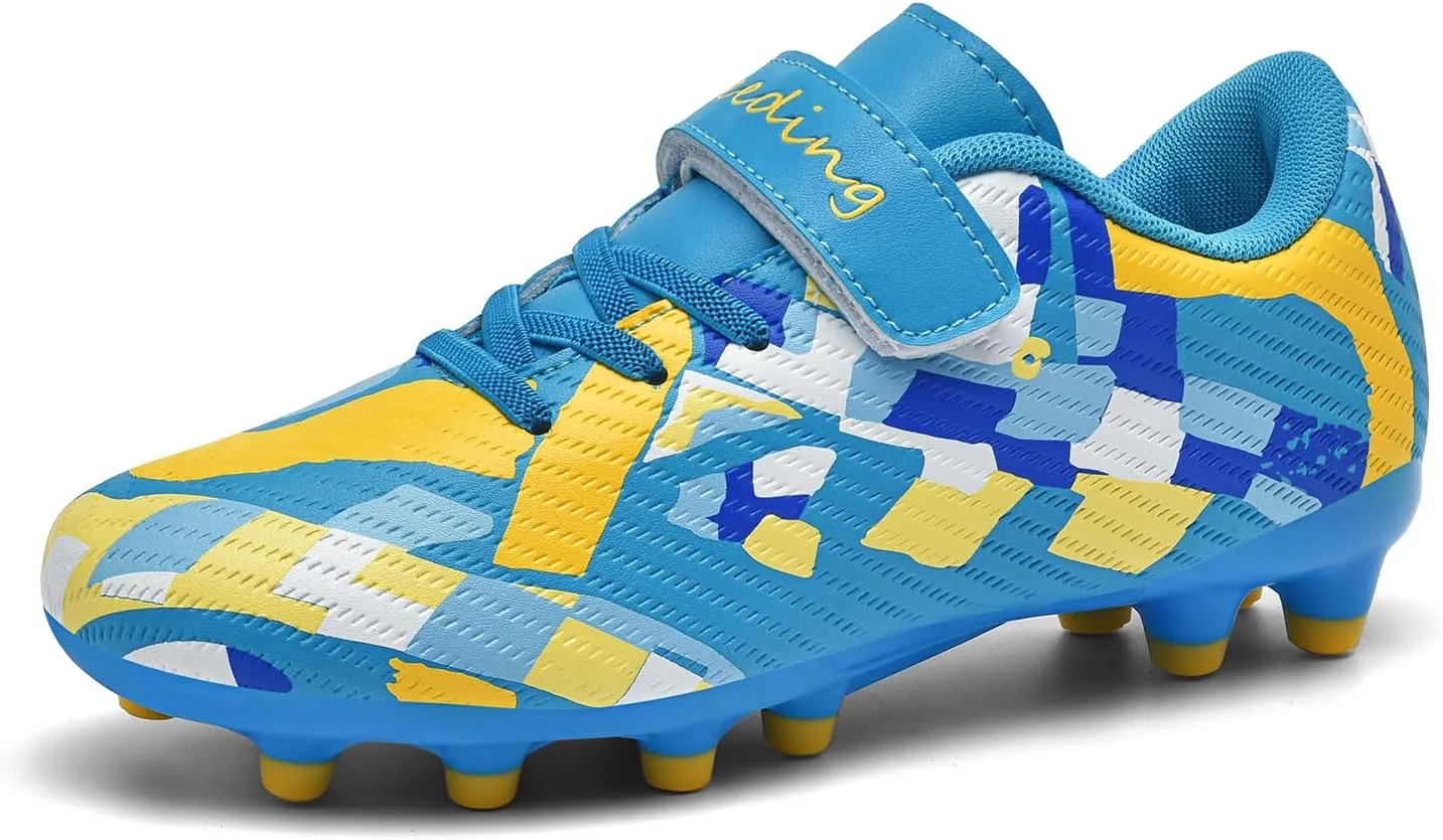Boys Girls Soccer Cleats for Firm & Artificial Ground - Youth Football Training Shoes for Kids, Outdoor Turf Cleats Soccer Sneakers