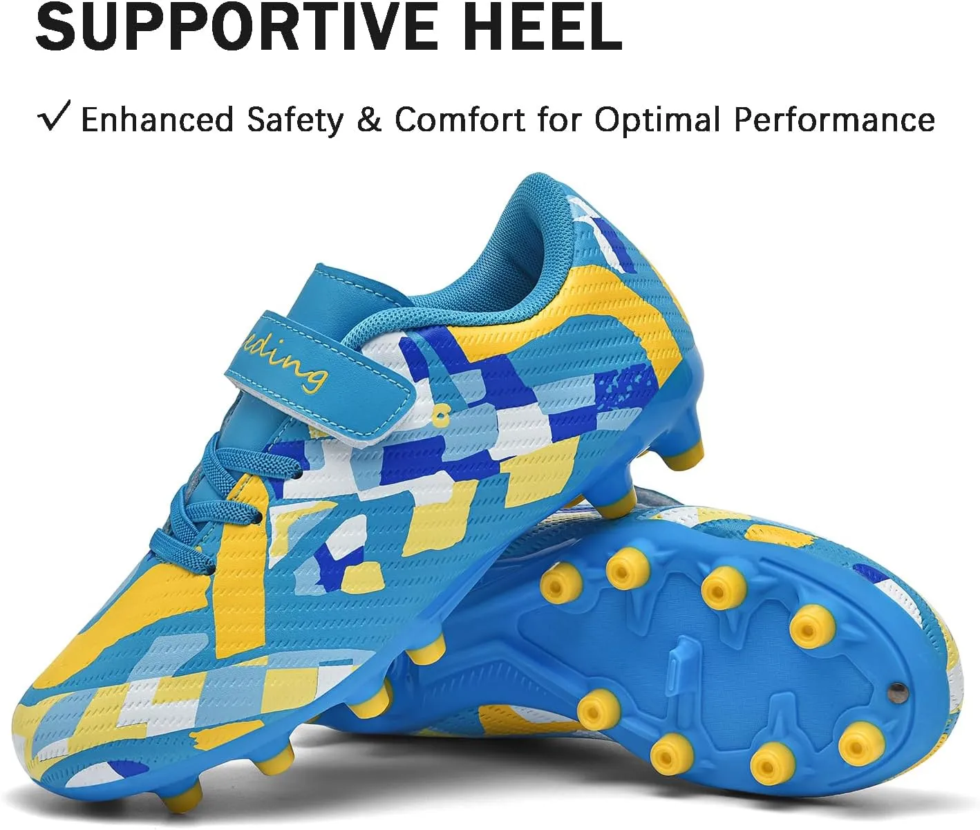 Boys Girls Soccer Cleats for Firm & Artificial Ground - Youth Football Training Shoes for Kids, Outdoor Turf Cleats Soccer Sneakers