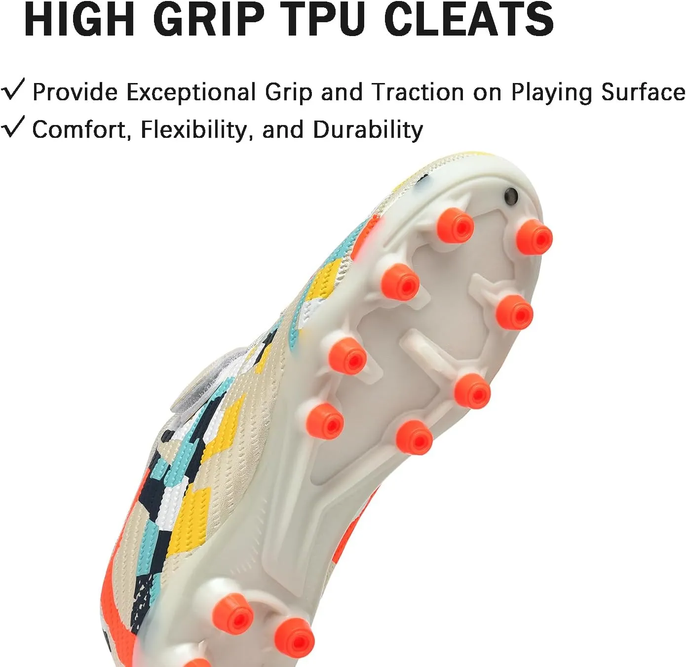 Boys Girls Soccer Cleats for Firm & Artificial Ground - Youth Football Training Shoes for Kids, Outdoor Turf Cleats Soccer Sneakers