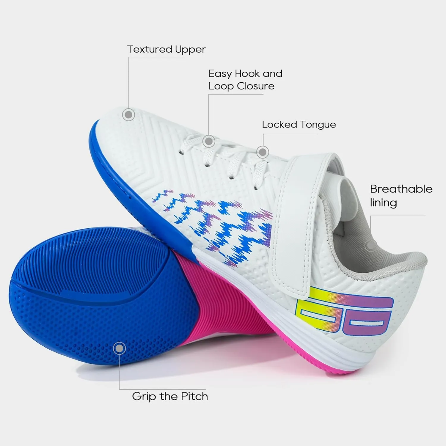 brooman Kids Futsal Indoor Soccer Shoes Boys Girls Soccer Sneakers