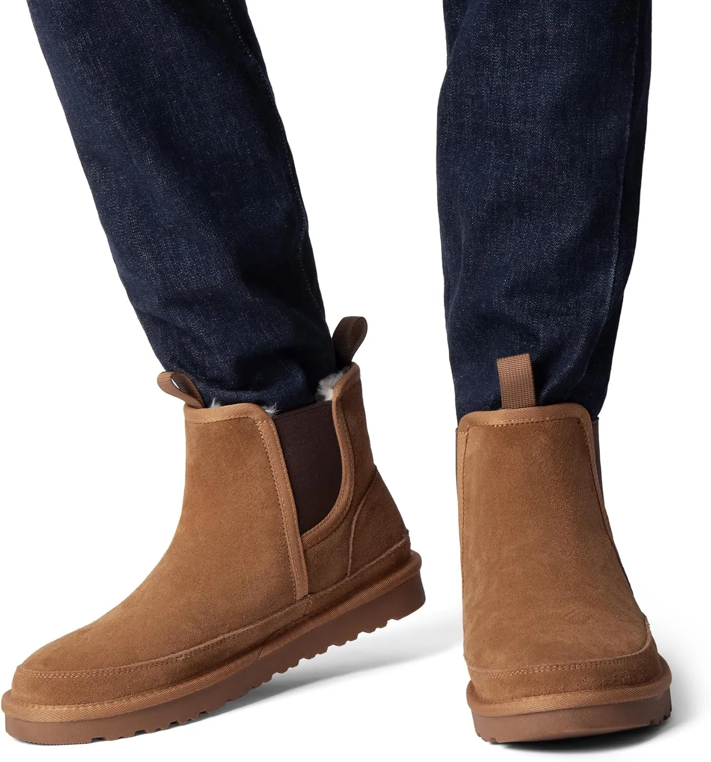 Bruno Marc Men's Winter Snow Boots FuzzyGo Rugged Suede Leather Cold Weather Warm Chelsea Outdoor Boots