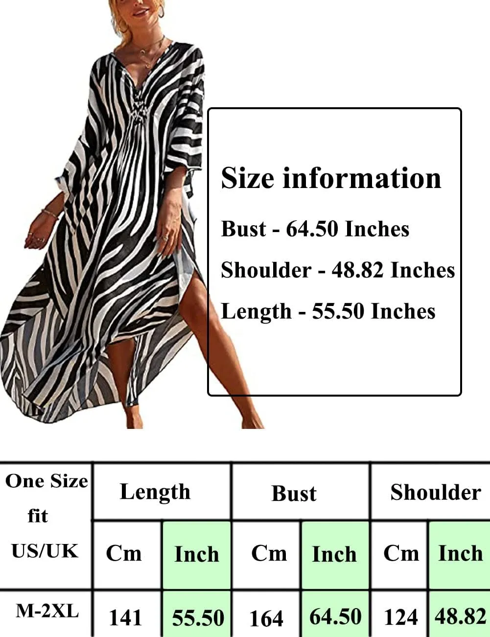 Bsubseach Plus Size Kaftan Dresses for Women Long Beach Cover Up V Neck Boho Summer Caftan Dress Loungewear