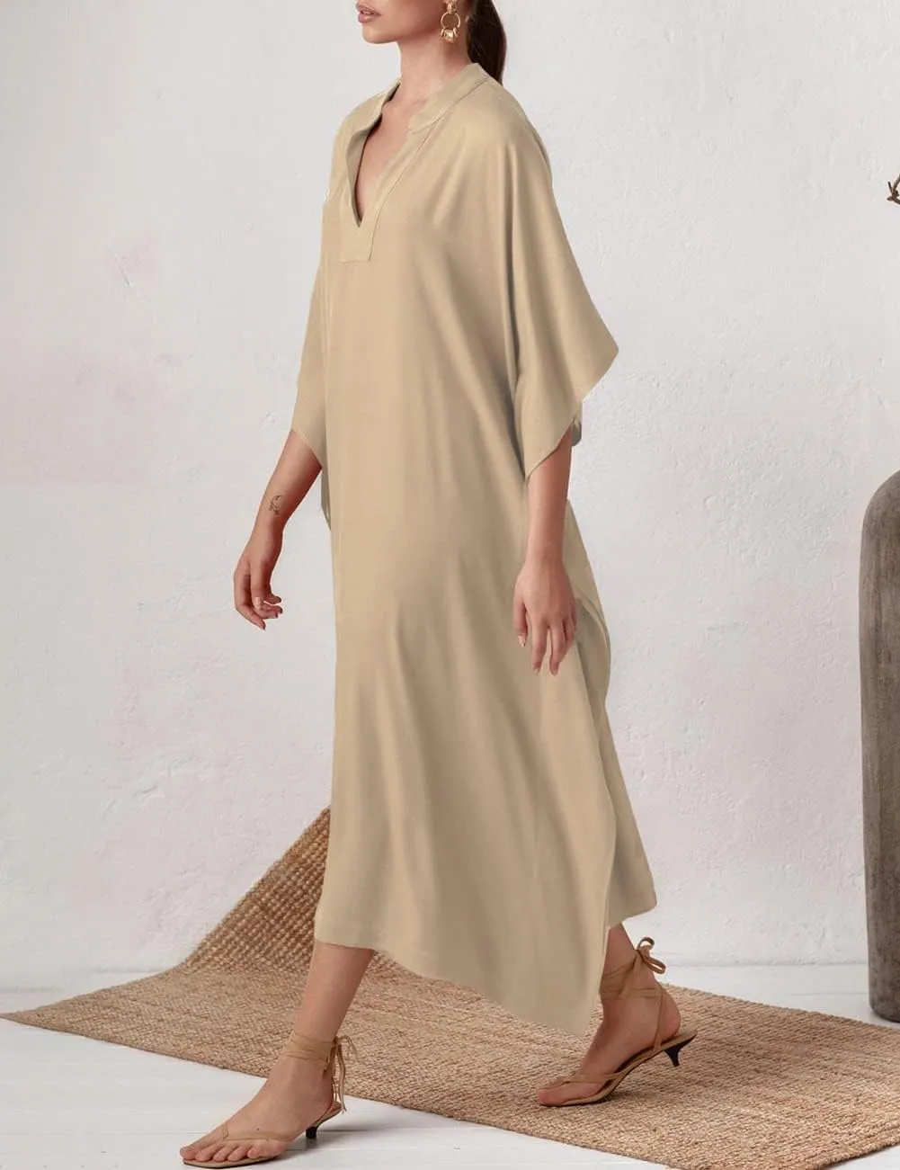 Bsubseach Women Kaftan Dresses Caftan Loungewear Maxi Dress Swimsuit Cover Up Beachwear