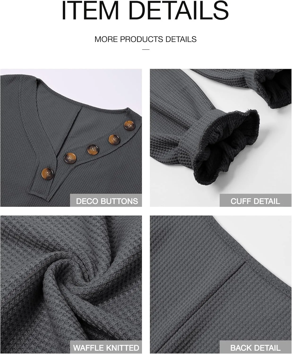 BTFBM Women Long Sleeve Shirts Spring Fall 2025 V Neck Loose Casual Blouse Deco Button Lightweight Waffle Knit Pullover