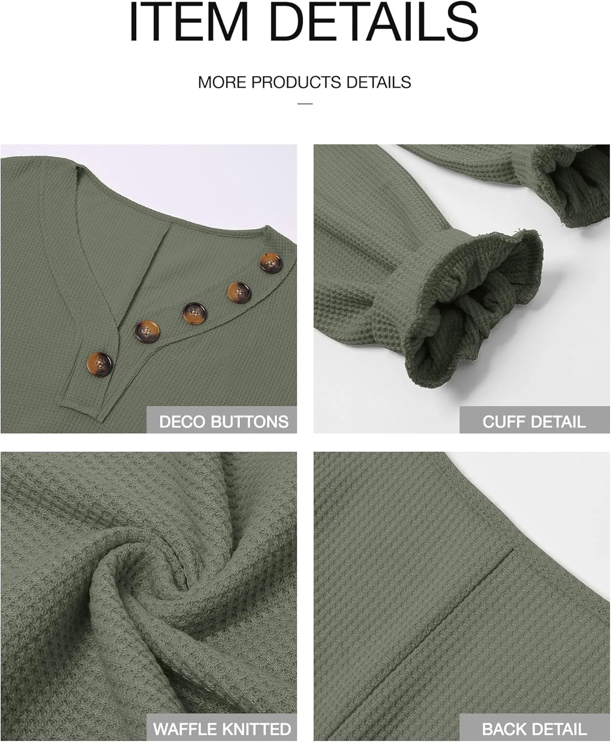 BTFBM Women Long Sleeve Shirts Spring Fall 2025 V Neck Loose Casual Blouse Deco Button Lightweight Waffle Knit Pullover