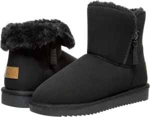 CAMEL CROWN Women's Foldable Snow Boots Warm Fur Winter Boots Mid-Calf Zipper House Slippers Boots Classic Mini Short Boots for Outdoor