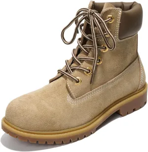 Cape Robbin Cow Suede Leather Slip-Resistant Ankle Boots Womens - Lace-Up Combat Boots - Water-Resistant Fall Moto Boots, Womens Winter Combat Boots (Alecia.A)
