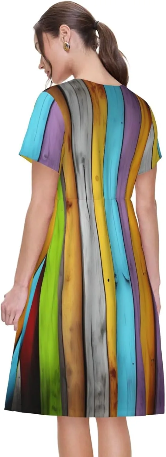 Carpentry Oak Timber Women's Summer Casual T-Shirt Dress for Picnic, Vacation Short Sleeve Swing Dresses S-3xl