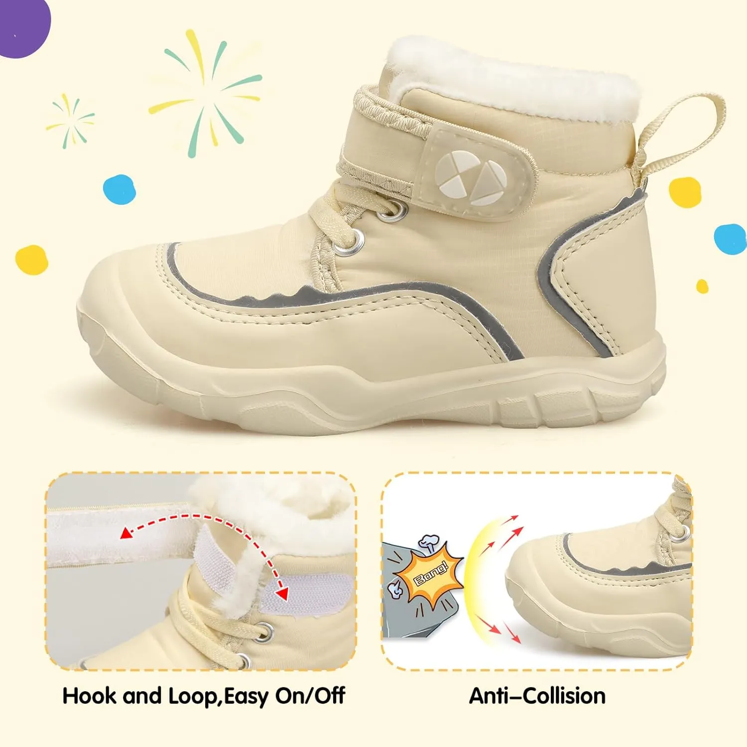 Centipede Demon Toddler Boots Boys Girls Winter Boots Waterproof Fleece Kids Snow Boots Faux Fur Booties Warm Walking Shoes for Indoor Outdoor