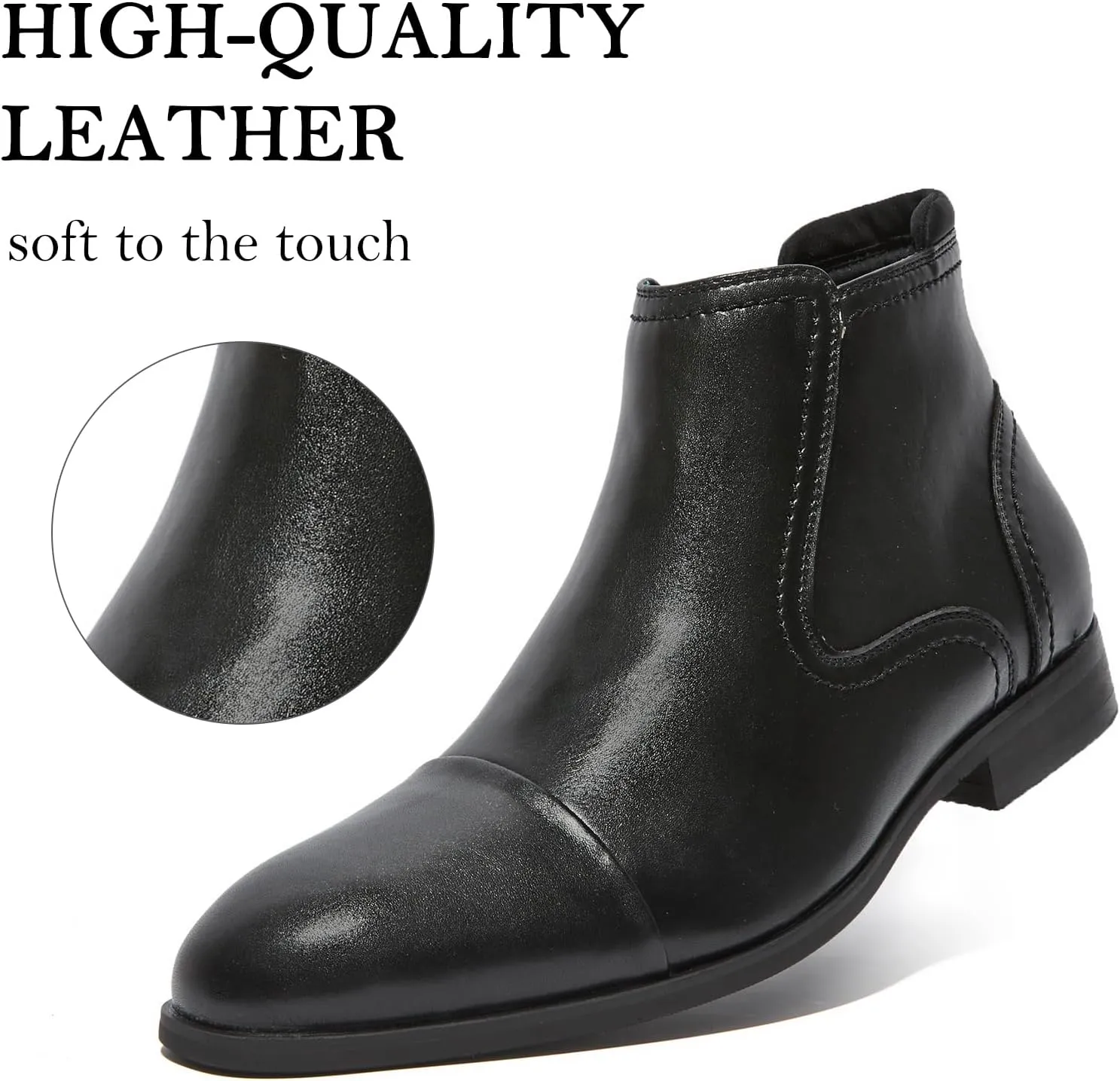 Chelsea Boots Men Dress Boots with Zipper Casual Men's Leather Chelsea Ankle Boots